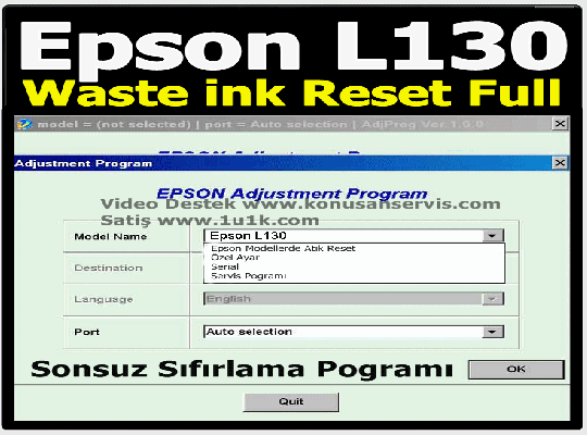 Epson L130 reset Sonsuz